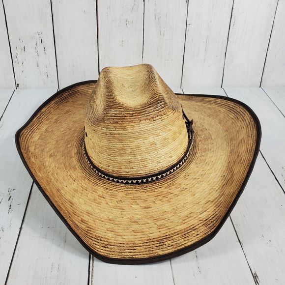 WESTERN COWBOY HAT, TEXAS GOLD LUXURY STYLE, PALMA NATURAL PALM VAQUERO - Picture 3 of 11
